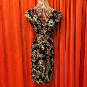 Alythea Black Pineapple Midi Dress